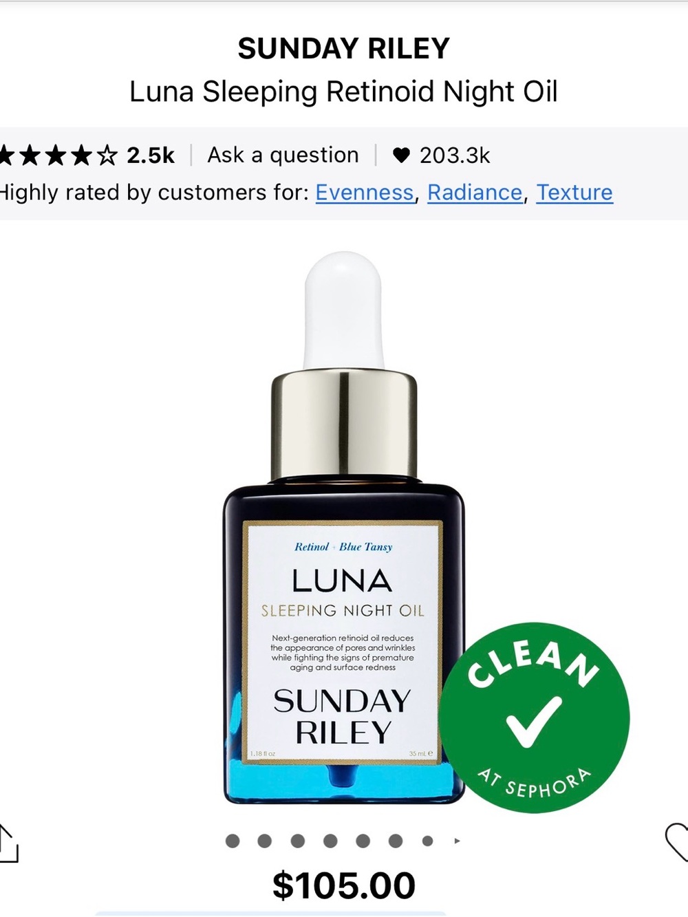 Sunday Riley Luna Sleeping Night Oil - NEW